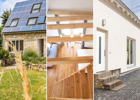 Alle drei Ferienhäuser (v.l.n.r.): Gartenhaus, Hofhaus, Brunnenhaus Alle drei Ferienhäuser (v.l.n.r.): Gartenhaus, Hofhaus, Brunnenhaus