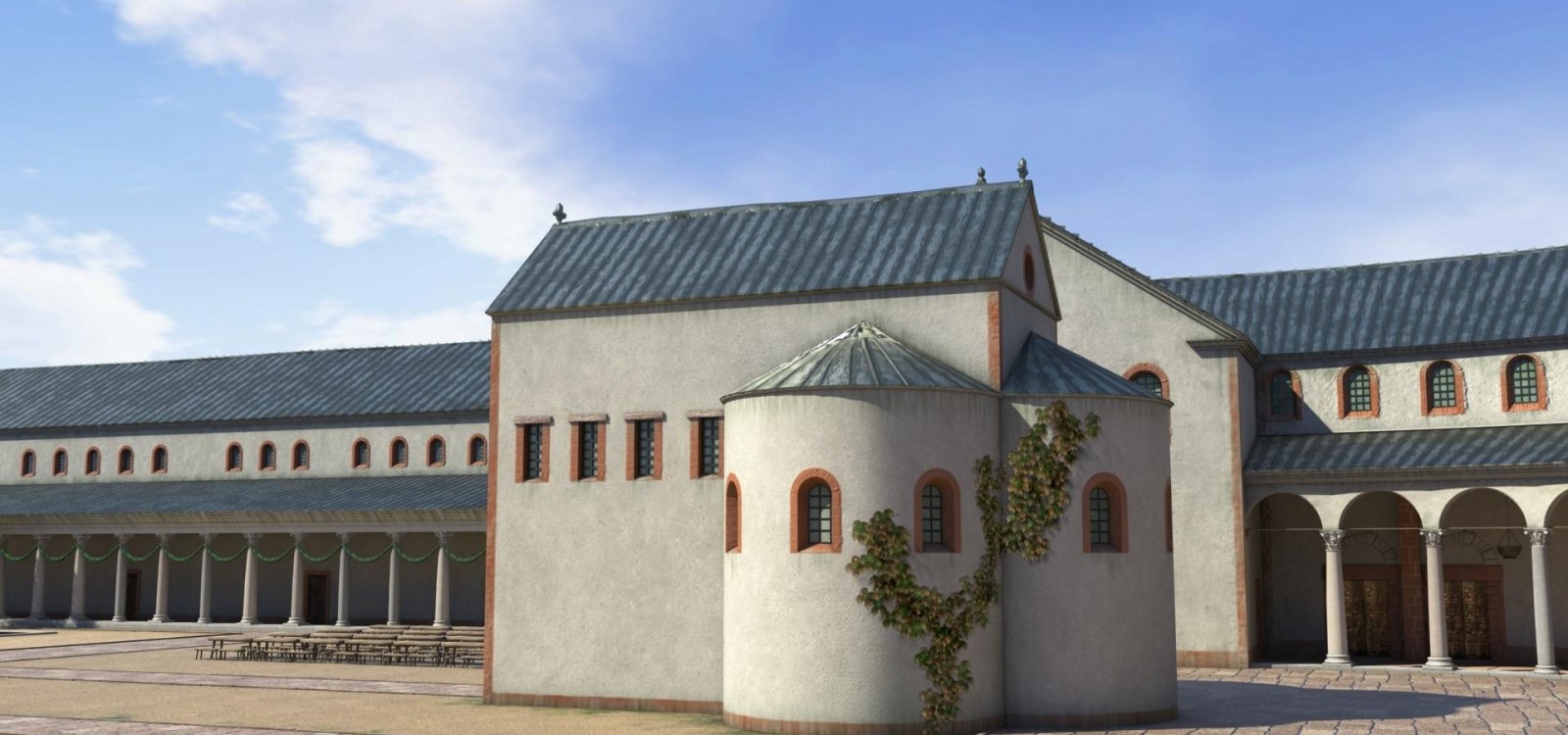 Digitale Rekonstruktion Trikonchons, © Archimedix/Stadt Ingelheim Digitale Rekonstruktion Trikonchons, © Archimedix/Stadt Ingelheim