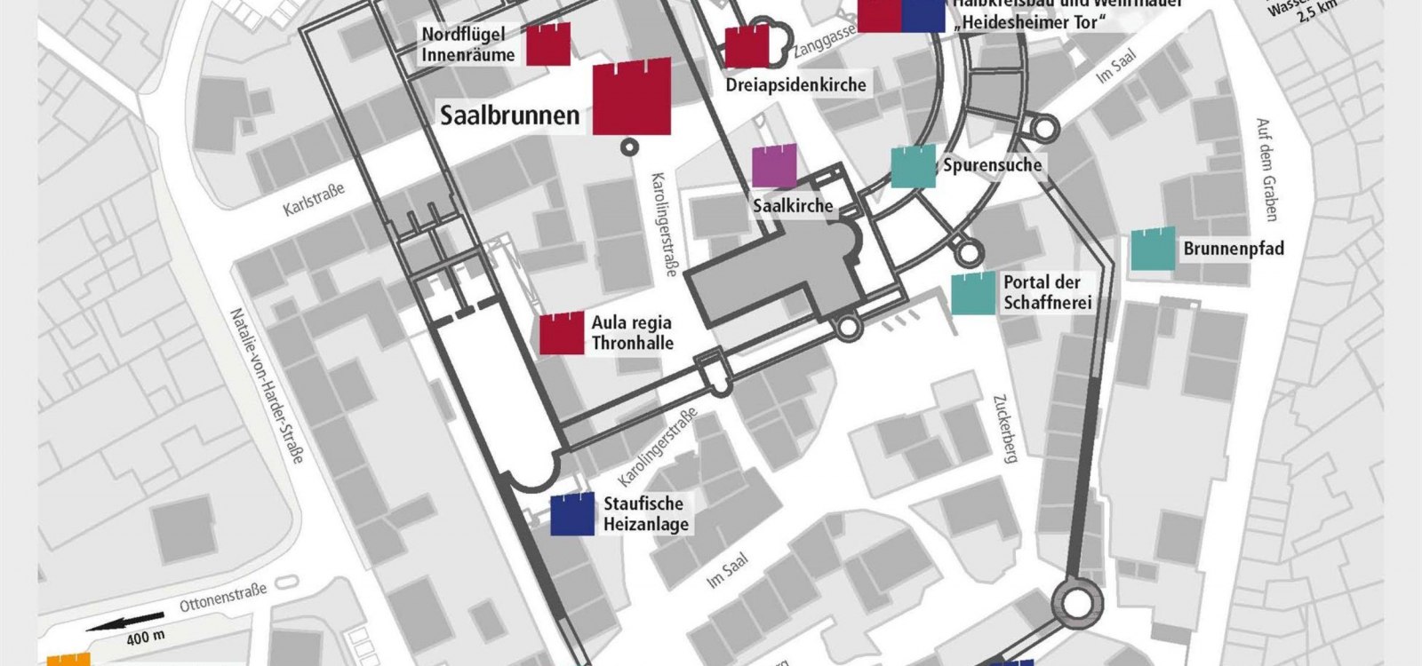 Kaart van de Kaiserpfalz Historische Radweg