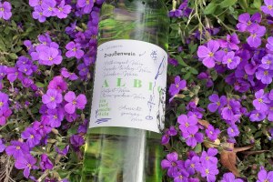 Flasche Wein mit Blumen, &copy; Winzergenossenschaft Albig