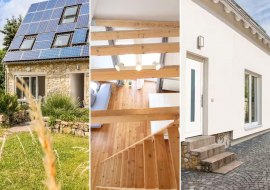 Alle drei Ferienhäuser (v.l.n.r.): Gartenhaus, Hofhaus, Brunnenhaus