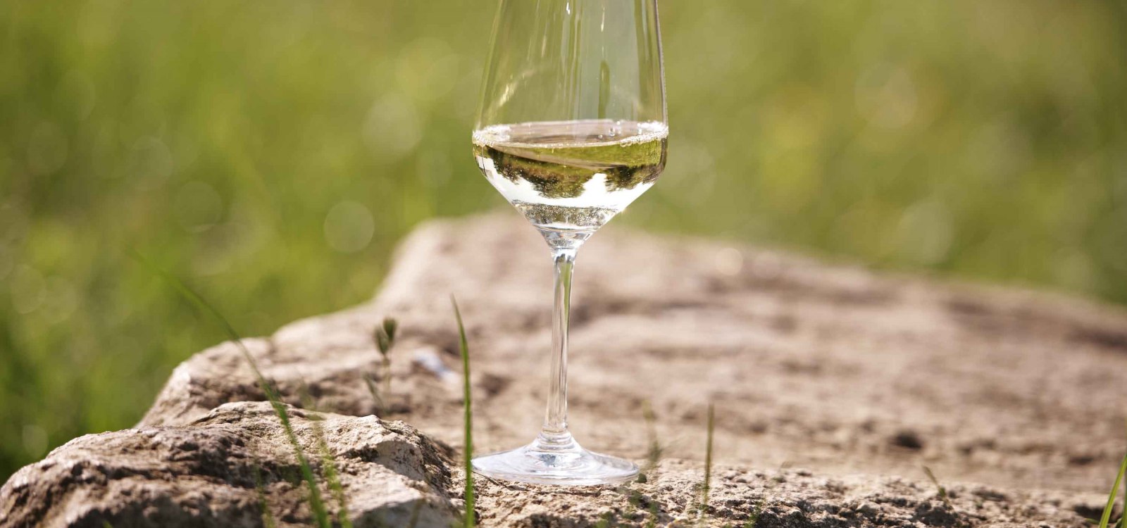 White wine glass on stone, &copy; Robert Dieth