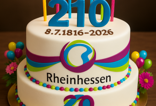 210. Jahre Geburtstagstorte, &copy; KI-generiert