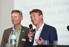 Tourismustag Rheinhessen 2019. Podiumsdiskussion "Chancen und Herausforderungen der Profilierung Rheinhessens als Radregion". Mathias Behrens-Egge, Christian Halbig &copy; Carsten Costard