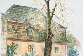 Haus Mett Aquarell von Maureen Krick © Foto: Albrecht Haag (Aquarell von Maureen Krick)