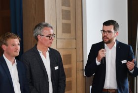 Tourismustag Rheinhessen 2019. Podiumsdiskussion "Chancen und Herausforderungen der Profilierung Rheinhessens als Radregion". Christian Halbig, Gerhard Jordan, Philipp Meier &copy; Carsten Costard