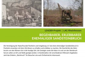 LEADER-Projekt Plakat: Erlebbarer, begehbarer Sandsteinbruch Flonheim